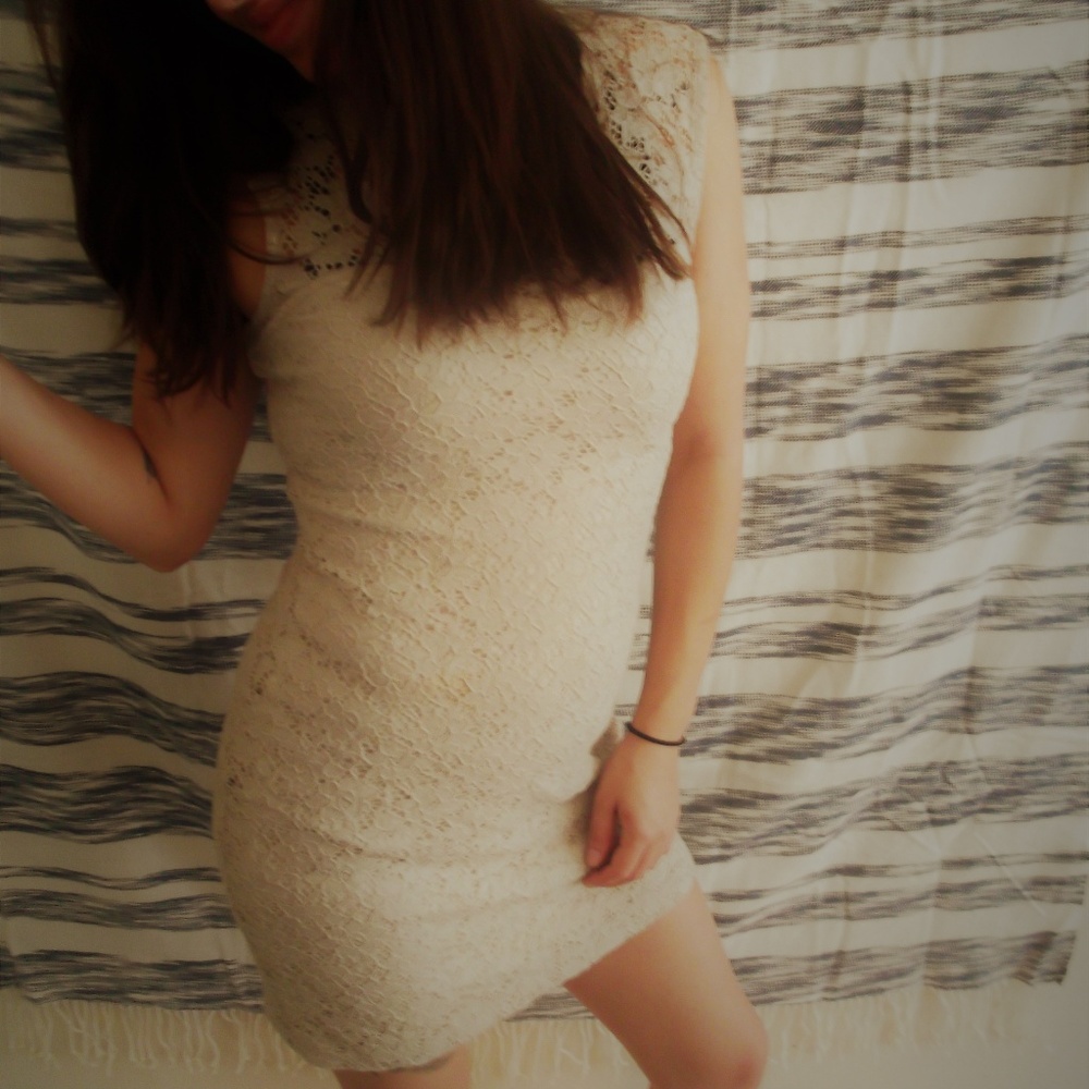 Lace Bodycon Dress in Beige